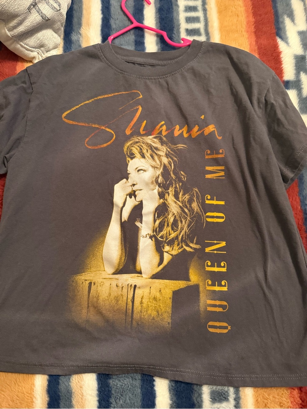 Shania 'Queen of Me' Graphic Tee - Charcoal with Gold Print